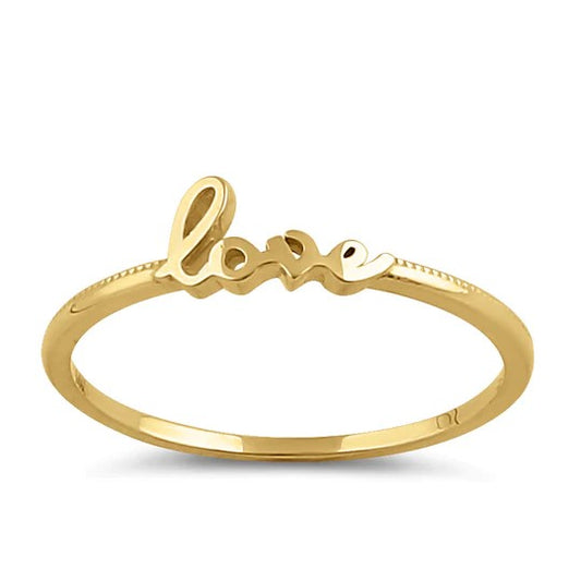 JB:ORP2241 Solid 14K Yellow Gold "Love" Bead Ring