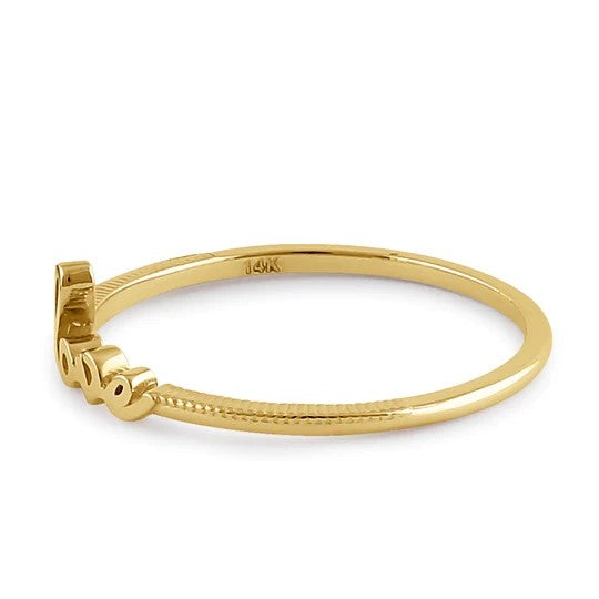 JB:ORP2241 Solid 14K Yellow Gold "Love" Bead Ring