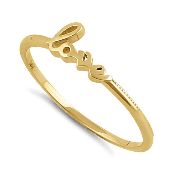 JB:ORP2241 Solid 14K Yellow Gold "Love" Bead Ring