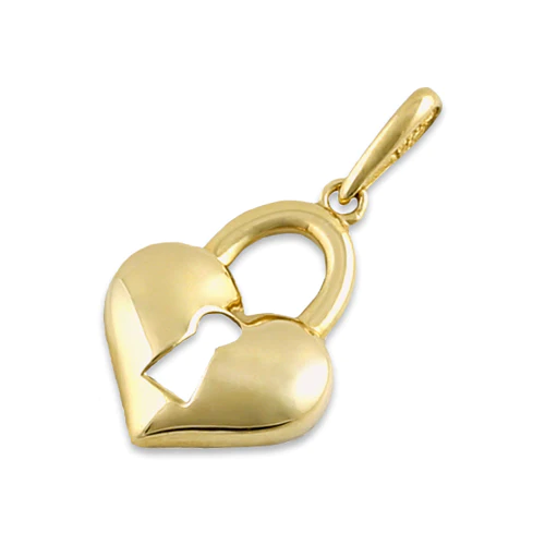 JB:OPP306Solid 14K Yellow Gold Heart Lock Pendant