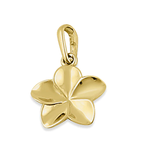 JB:OPP320 Solid 14K Yellow Gold Plumeria Flower Pendant