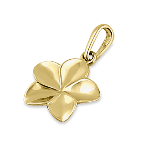 JB:OPP320 Solid 14K Yellow Gold Plumeria Flower Pendant
