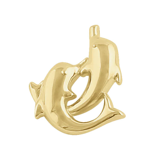 JB:OPP334 Solid 14K Yellow Gold Jumping Dolphins Pendant