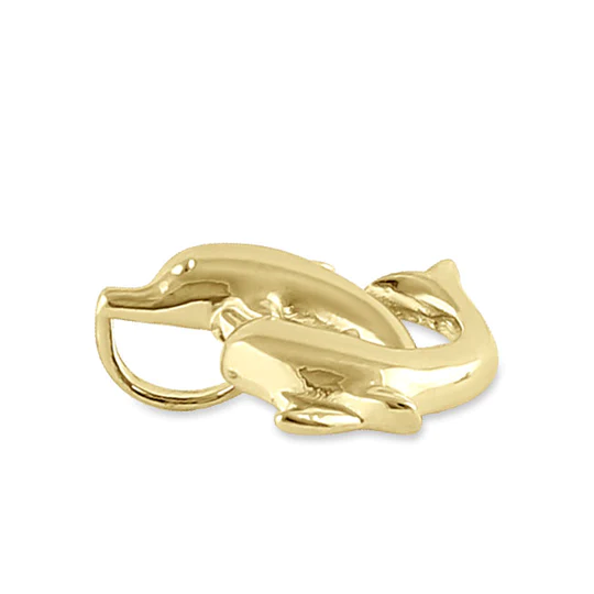 JB:OPP334 Solid 14K Yellow Gold Jumping Dolphins Pendant