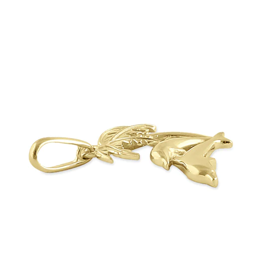 JB:OPP335 Solid 14K Yellow Gold Palm Tree and D...