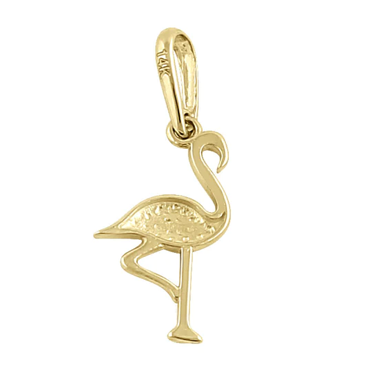 JB:OPP339 Solid 14K Yellow Gold Flamingo Pendant