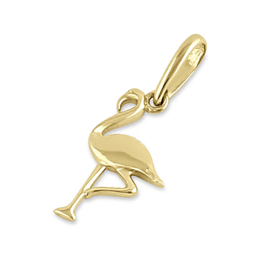 JB:OPP339 Solid 14K Yellow Gold Flamingo Pendant