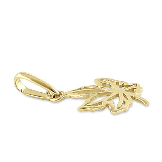 JB:OPP340  Solid 14K Yellow Gold Maple Leaf Pendant