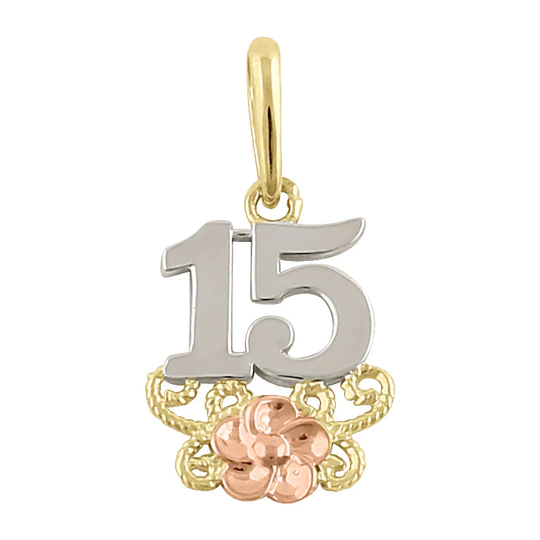 JB:OPP347  All products Solid 14K Triple Tone Gold Sweet 15 P...