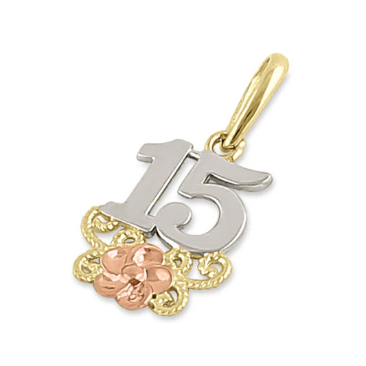 JB:OPP347  All products Solid 14K Triple Tone Gold Sweet 15 P...