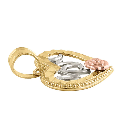 JB:OPP350 Solid 14K Yellow Gold Mom Pendant