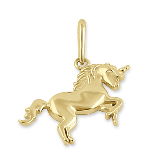 JB:OPP391 Solid 14K Gold Prancing Unicorn Pendant
