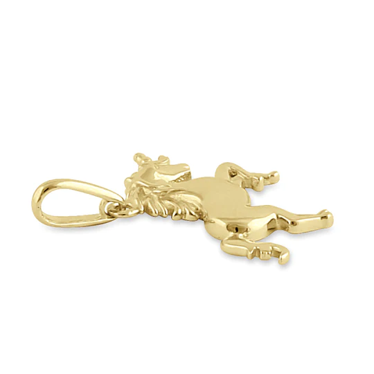 JB:OPP391 Solid 14K Gold Prancing Unicorn Pendant
