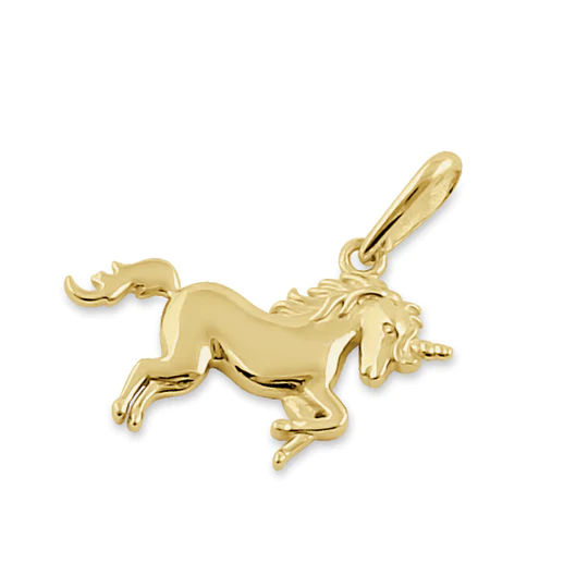 JB:OPP391 Solid 14K Gold Prancing Unicorn Pendant