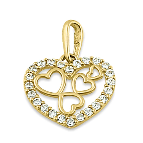 JB:OPZ013  Solid 14K Yellow Gold Quintuple Clear...