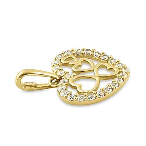 JB:OPZ013  Solid 14K Yellow Gold Quintuple Clear...