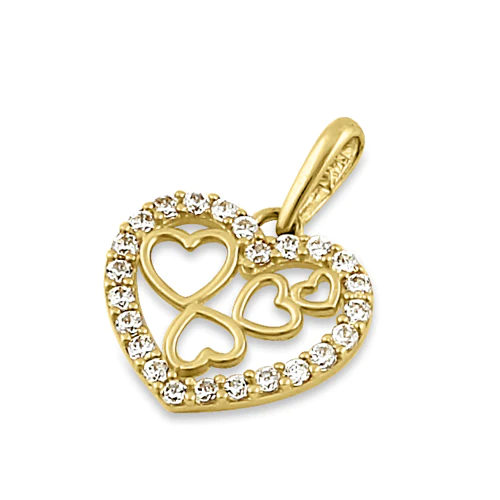 JB:OPZ013  Solid 14K Yellow Gold Quintuple Clear...