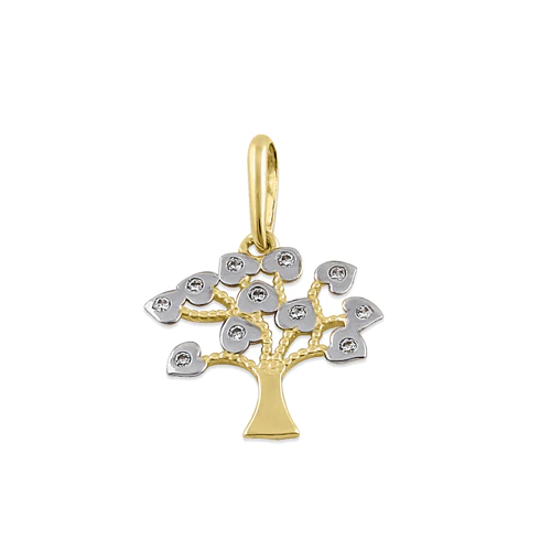 JB:OPZ024  Solid 14K Yellow Gold Tree of Life CZ...