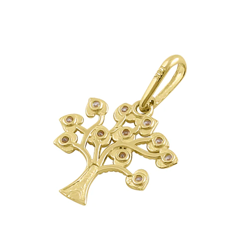 JB:OPZ024  Solid 14K Yellow Gold Tree of Life CZ...