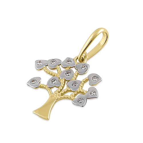 JB:OPZ024  Solid 14K Yellow Gold Tree of Life CZ...