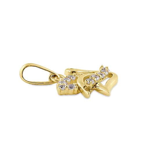 JB:OPZ039  Solid 14K Yellow Gold Clear CZ Swan P...