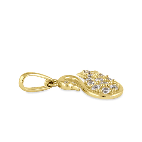 JB:OPZ045  Solid 14K Yellow Gold CZ Swan Pendant