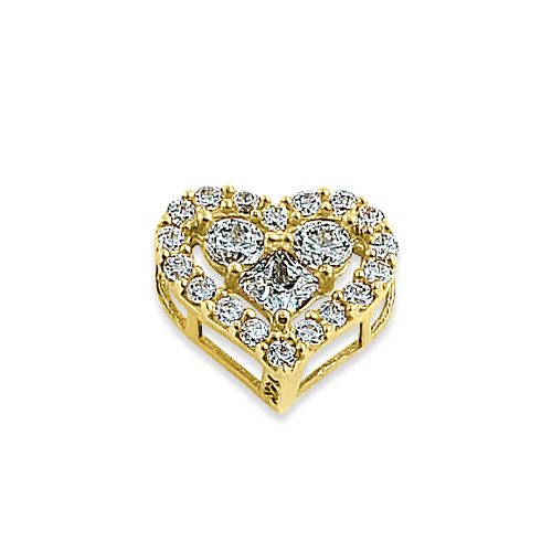 JB:OPZ051 Solid 14K Yellow Gold Sparkle Heart R...