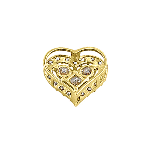 JB:OPZ051 Solid 14K Yellow Gold Sparkle Heart R...
