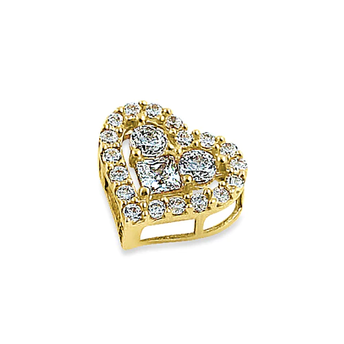 JB:OPZ051 Solid 14K Yellow Gold Sparkle Heart R...