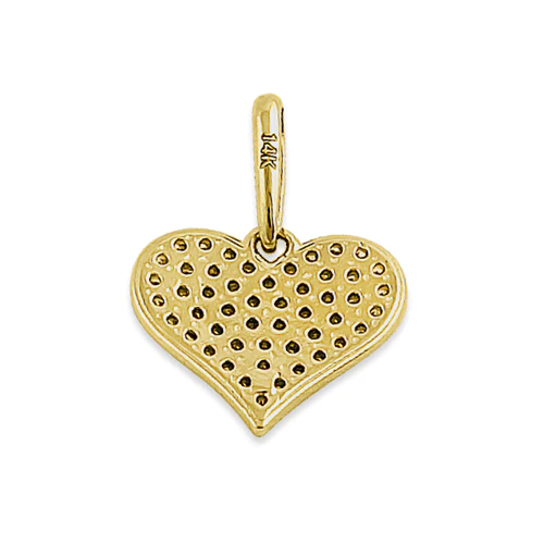 JB:OPZ052  Solid 14K Yellow Gold Heart Pave Roun...