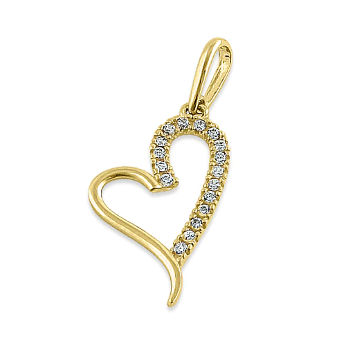 JB:OPZ053  Solid 14K Yellow Gold Curvy Heart Rou...