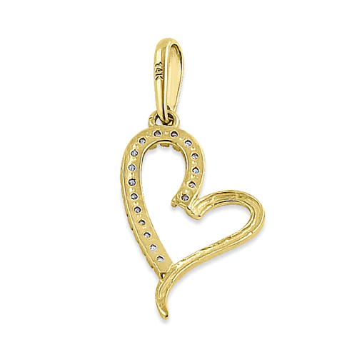 JB:OPZ053  Solid 14K Yellow Gold Curvy Heart Rou...