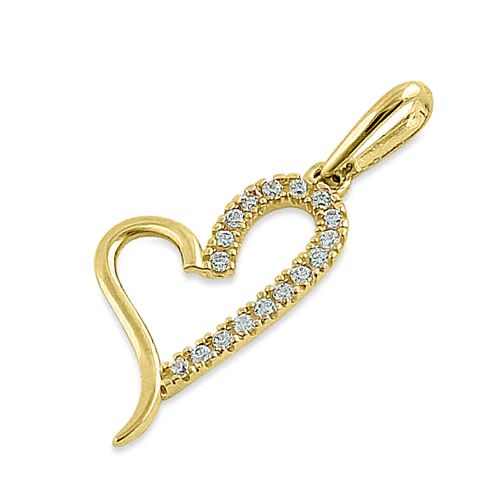 JB:OPZ053  Solid 14K Yellow Gold Curvy Heart Rou...
