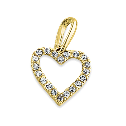 JB:OPZ054  Solid 14K Yellow Gold Simple Heart Ro...