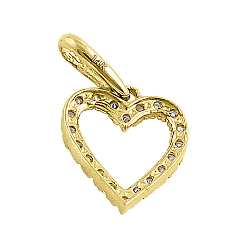 JB:OPZ054  Solid 14K Yellow Gold Simple Heart Ro...