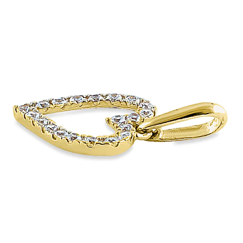 JB:OPZ054  Solid 14K Yellow Gold Simple Heart Ro...