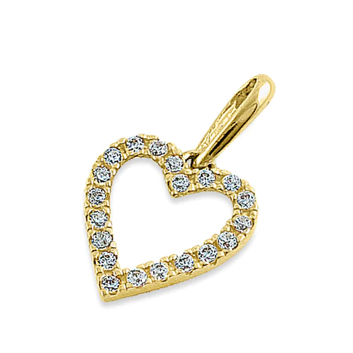 JB:OPZ054  Solid 14K Yellow Gold Simple Heart Ro...