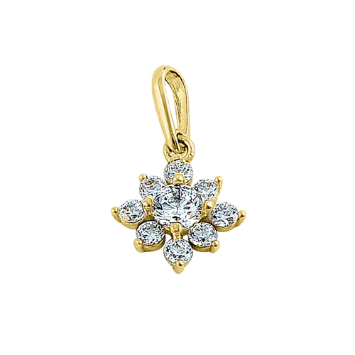 JB:OPZ055 Solid 14K Yellow Gold Artistic Flower...