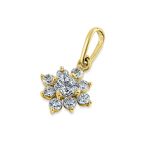 JB:OPZ055 Solid 14K Yellow Gold Artistic Flower...