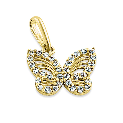 JB:OPZ056 Solid 14K Yellow Gold Monarch Butterf...
