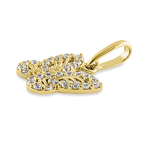 JB:OPZ056 Solid 14K Yellow Gold Monarch Butterf...