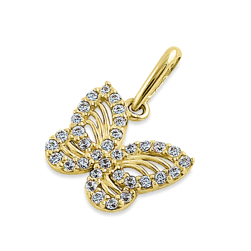 JB:OPZ056 Solid 14K Yellow Gold Monarch Butterf...