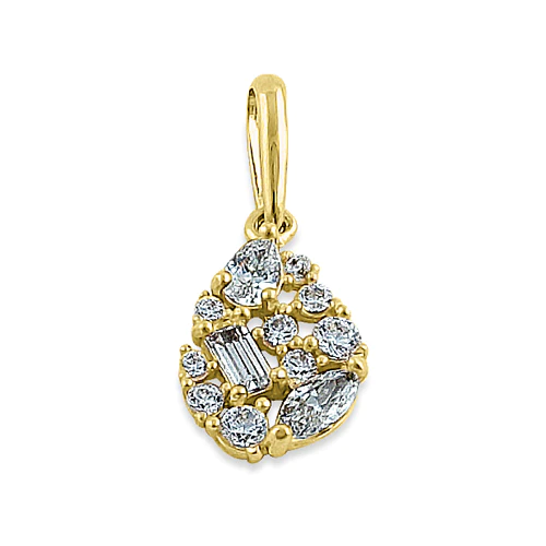 JB:OPZ057 All products Solid 14K Yellow Gold Oval Cluster CZ...