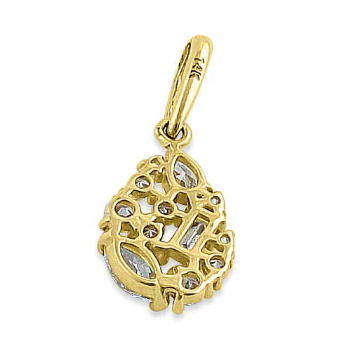JB:OPZ057 All products Solid 14K Yellow Gold Oval Cluster CZ...