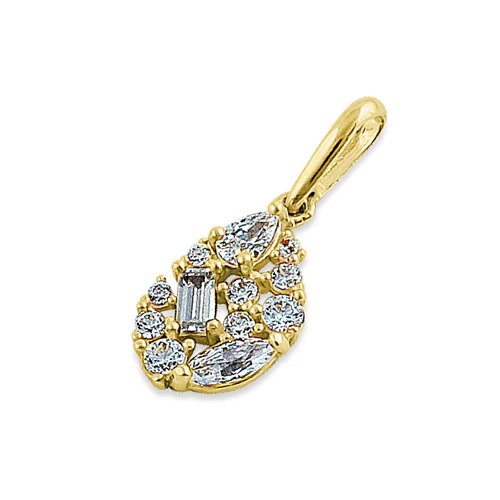 JB:OPZ057 All products Solid 14K Yellow Gold Oval Cluster CZ...