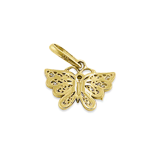 JB:OPZ059  Solid 14K Yellow Gold Orchid Butterfl...