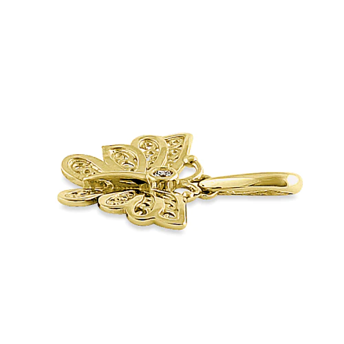 JB:OPZ059  Solid 14K Yellow Gold Orchid Butterfl...