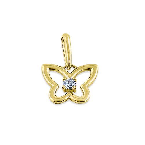 JB:OPZ067 Solid 14K Yellow Gold Butterfly Outli...
