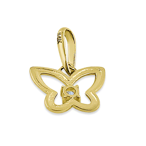 JB:OPZ067 Solid 14K Yellow Gold Butterfly Outli...