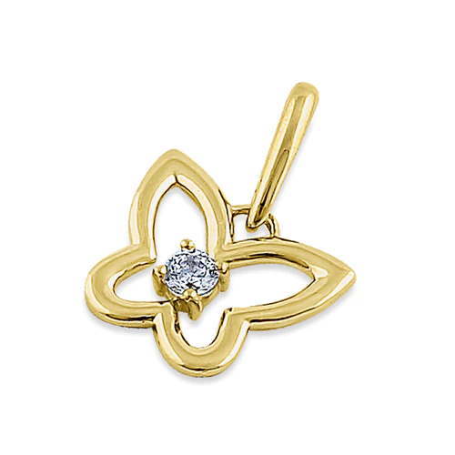 JB:OPZ067 Solid 14K Yellow Gold Butterfly Outli...
